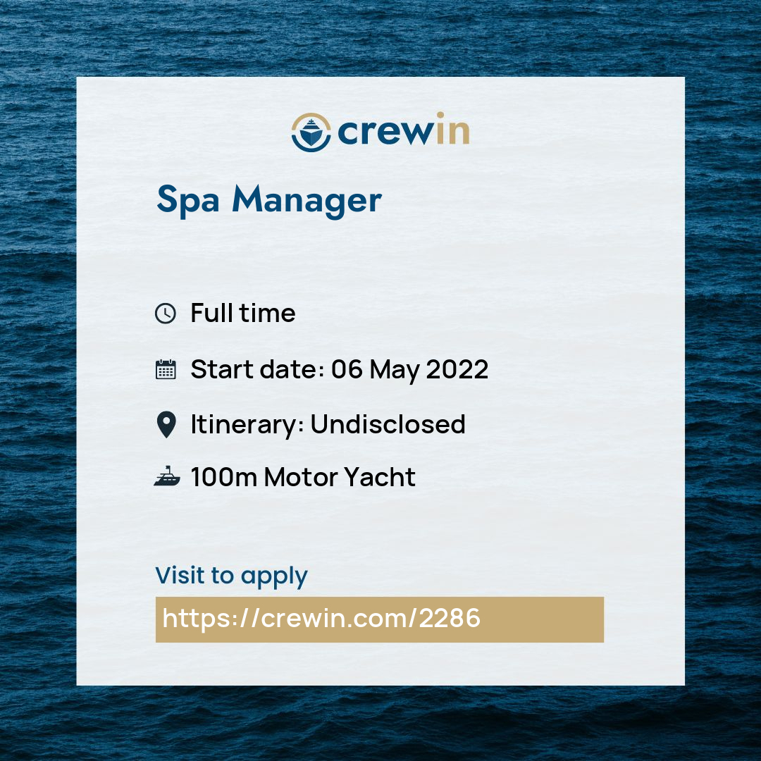 Spa Manager Yacht Job   2286